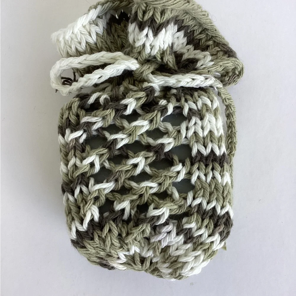 Men's Soap Saver Bag Hand Crafted Green Brown Grooming Fathers Day